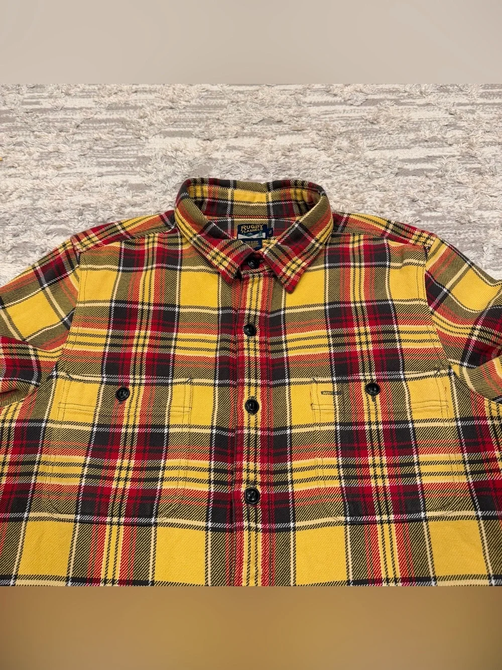Rugby Flannels Polo Ralph Lauren Button Up Shirt Men's XL Plaid Long Sleeve Rare